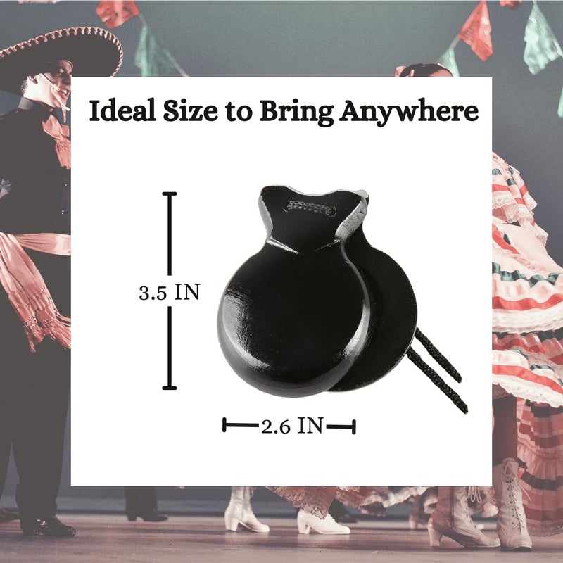 Corbekel 2 Pairs Spanish Castanets with String, Traditional Spanish Flamenco Castanets for Adults, Wooden Musical Percussion Instruments for Beginners(RED+BLACK) - Image 3